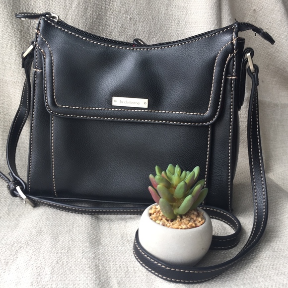 Liz Claiborne | Bags | Liz Claiborne Black Vegan Leather Shoulder Bag |  Poshmark